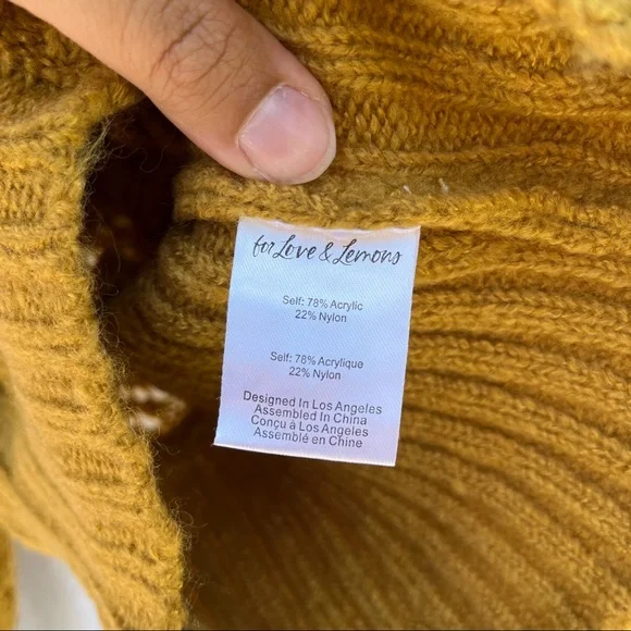 NWT For Love & Lemons Francois V Neck Pointelle XS - Picture 5 of 7